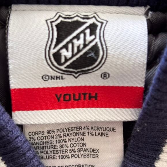 St Louis Blues Hockey Team Letter Jacket Style Youth Gray and Navy Front Snaps - Picture 4 of 12